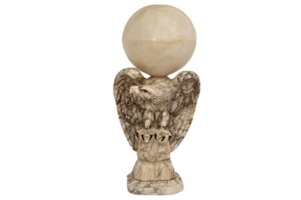 GXG201 Art Deco Italian Alabaster Eagle Sculpture Globe Table Lamp