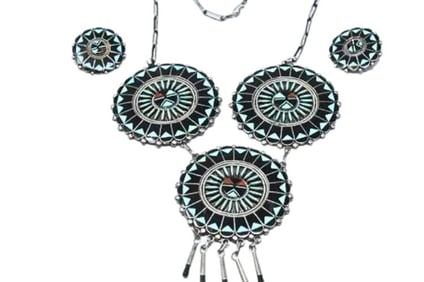 GXG252 Turquoise, Coral and Black Onyx Three Piece Suite