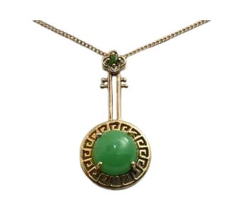 GXG278 14K Gold Emerald and Sapphire Pendant