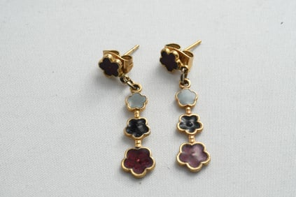 GXG280 14K Gold and Enamel Pendant Earrings