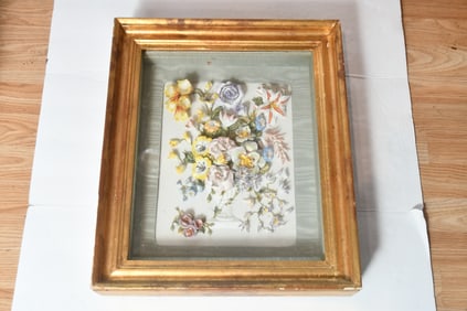 GXG288 Antique Finely Detailed Floral Porcelain Plaque