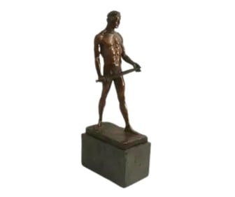 BHA525 Bronze Figure of a Standing Nude Male Warrior