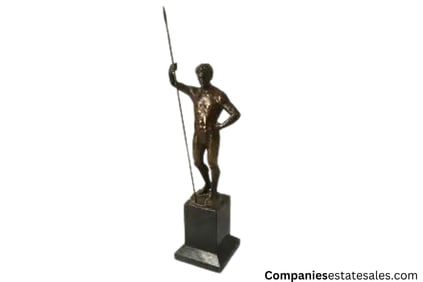 BHA1001 Unsigned Cast Bronze Figure of a Standing Male with Spear