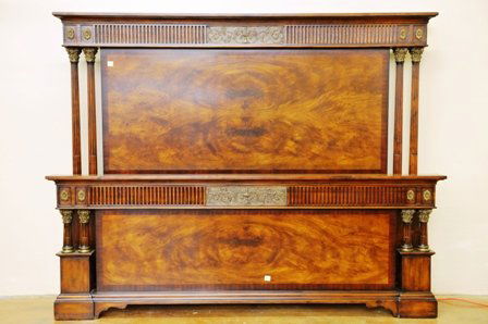 KING SIZE BED:: Complete with headboard, footboard, and side rails. Headboard is 64"H, Footer is 30"H, 81 1/4"L