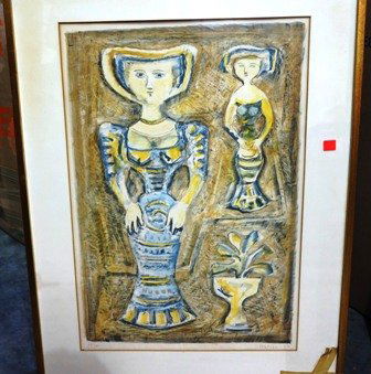 MASSIMO CAMPIGLI ETCHING OF LADIES:: Pencil signed and dated '57 lower right, numbered 70/175.