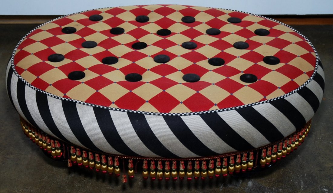 MACKENZIE-CHILDS OTTOMAN: 14"H x 39" x 31"