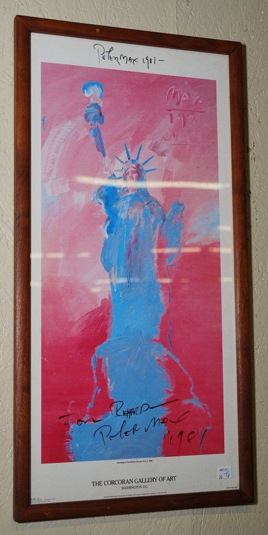 PETER MAX HAND SIGNED POSTER CORCORAN GALLERY: 26.5"H X 13.5"W
