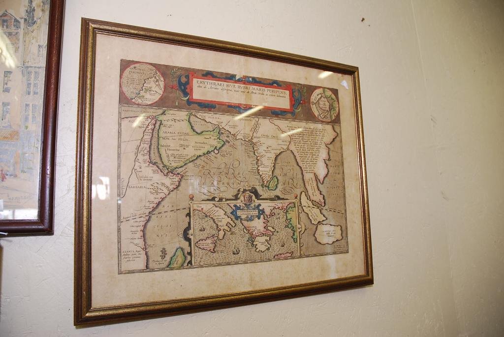 MAP: ORTELIUS ERYTHRAEI SIVE RUBRI....1624: Erythraei Sive Rubri Maris Periplus, olim ab Arriano decriptus, nunc vero ab Abrah. Ortelio ex eodem delineatus. Cartographer: Ortelius, Abraham 1624, hand watercolored copper engraved map. Overall: 1