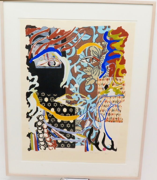 KUSHNER, ROBERT (b. 1949, American): Colored woodcut on cream wove paper. Titled: "Daphne I" in pencil lower left. Pencil signed Robert Kushner and numbered 17/150 lower middle. Bears label on verso. Custom framed. Measures: 32¼" H x 25