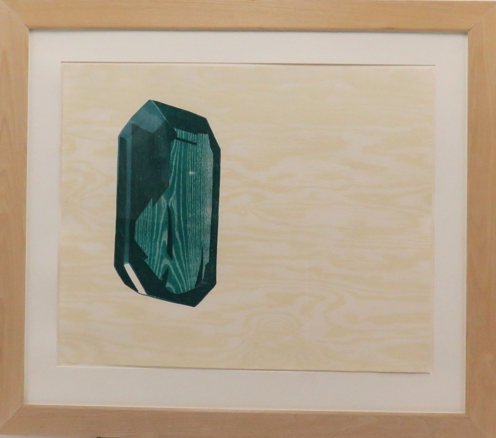 TORREANO, JOHN FRANCIS (b.1941, American): Colored woodcut on wove paper. Titled: "Oxygen, Emerald". Unsigned. 1989. Edition of 50. Bears label on verso. Custom framed. Measures: 30" H x 36" W PROVENANCE: An extensive collection of artwork fro