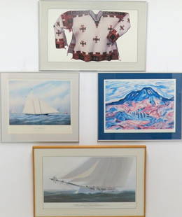 MISCELLANEOUS PRINTS: A group of four signed colored prints. Various subjects and sizes. Including Phyllis Kapp, Tim Thompson, Sherman and John Macrey. All custom framed. The largest measures: 19½" H x 34" W. PROVENANCE: