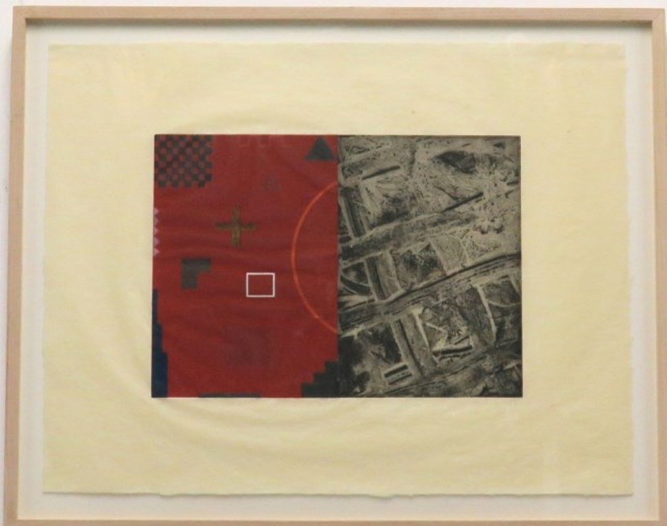 SHAPIRO, DAVID (b. 1944, American): Silk screen an etching on cream wove paper with full margins. Titled: "Birnham Wood Series III", in pencil lower right. Signed lower middle David Shapiro and dated '81. Pencil numbered lower left 24/5