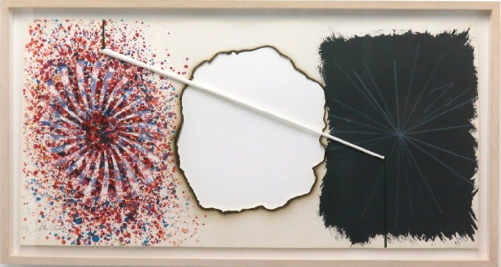 ROSENQUIST, JAMES (b.1933): Colored lithograph and die-cut collage on paper. Titled: "Star Pointer" 1977. Artist's proof. Signed and numbered lower left AP 5/11 in pencil probably by the printer. Signed and dated by the artist l