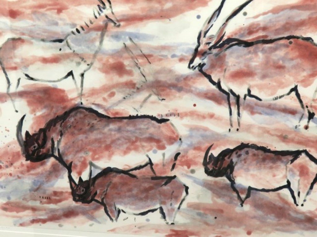DE KOONING, ELAINE MARIE CATHERINE: (1919-1989, American) Etching with aquatint. Titled: "Les Eyzies". Initialed lower right in pencil E de K and dated '85. Pencil numbered lower left 9/35. Bears label on verso. Custom framed. Measures: