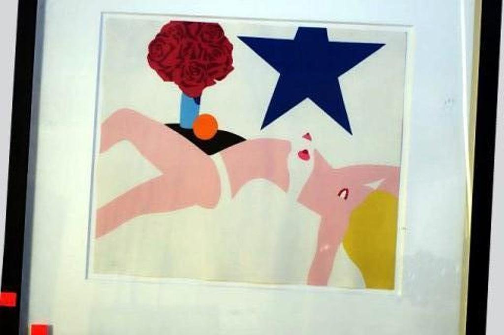 TOM WESSELMANN ATTRIBUTED (AMERICAN 1931-2004): Nude, 1968. Screen-print in Colors. Signed Illegibly Lower Right. the work likely by American Pop artist Tom Wesselmann combining a nude typical of the artist with the inclusion of prominent red, whit