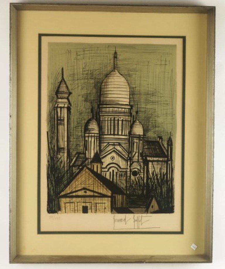 BERNARD BUFFET (French, 1928-1999): C. 1965. Le Sacre-Coeur 58/125. SIgned in pencil lower right. 58 1/2"H X 44 1/2"L
