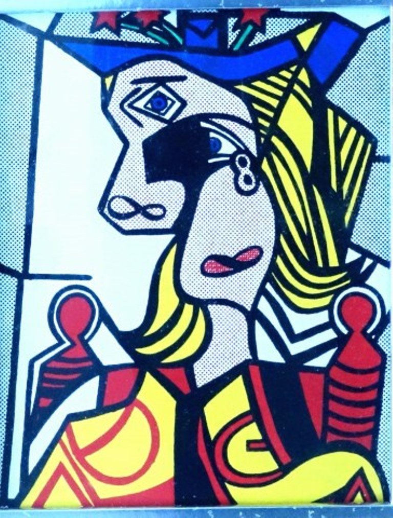 Richard Pettibone (B 1938): Roy Lichtenstein "Woman with Flowered Hat" 1963. Reverse acrylic and silk screen on canvas. Signed and dated 1970 on back title stampend in black ink. Number 16 in edition of 100. Matted and mounted i
