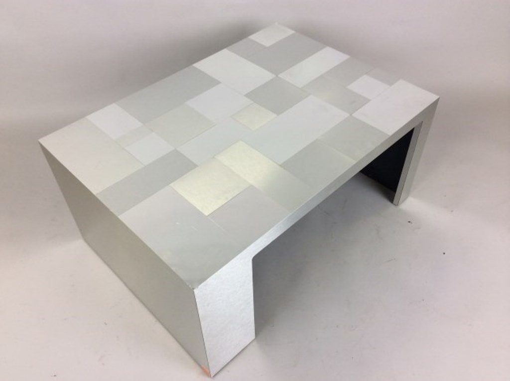 Modern Coffee Table: 17 3/4"H X 38 1/4"L X 27 1/2"D Some scuff marks.