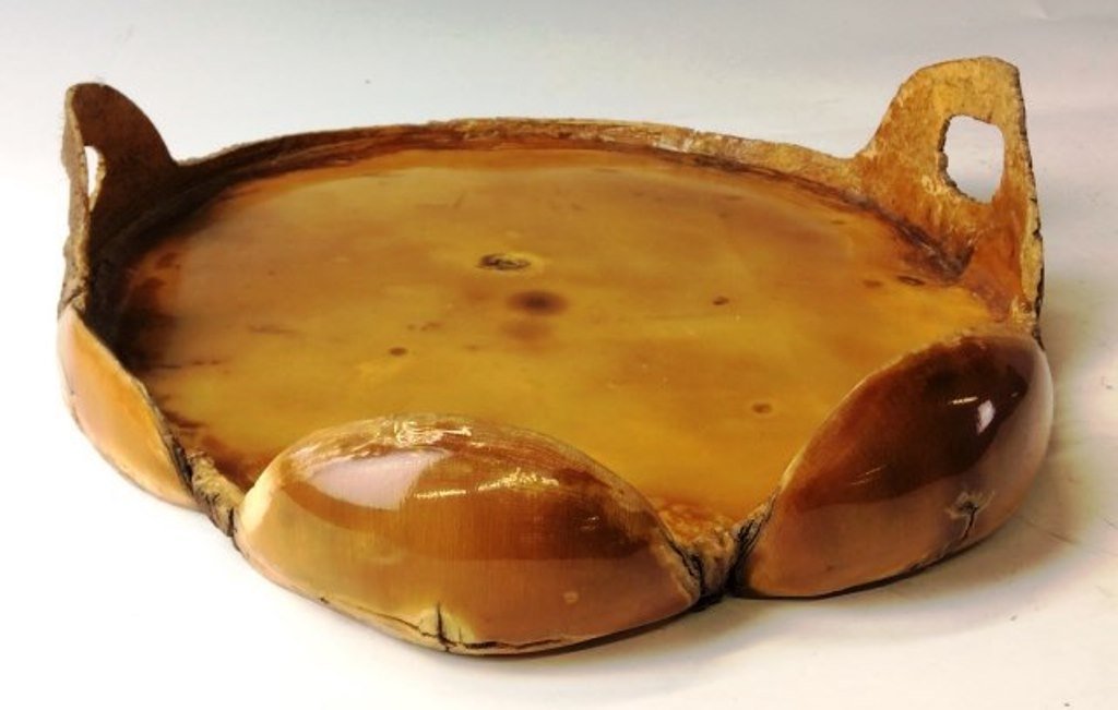 Contemporary Burlwood Tray: 14"W X 18"D