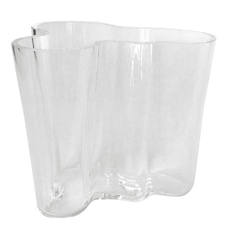 Aalto, Alvar (1898-1976, Finnish) Glass Vase: A mid 20th Century modern design colorless glass "Savoy" vase for Littala, Finland. Signed on bottom Alvar Aalto. 4½" L X 4¼" W X 4" H Provenance: A fine upper west side Manhattan home.