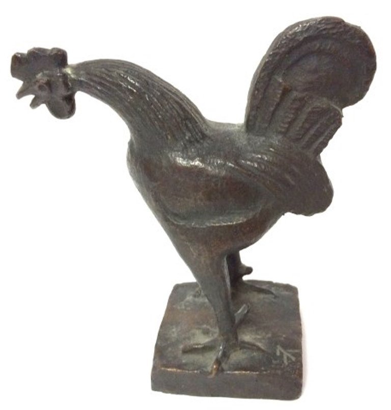 Attributed Gerhard Marcs (1889-1981,German) Bronze: A dark patinated bronze sculpture depicting a rooster. The top of base stamped with a symbol. The side of base stamped with foundry. Mark: RICH. BARTH. Provenance: A fine upper west side Manhattan hom
