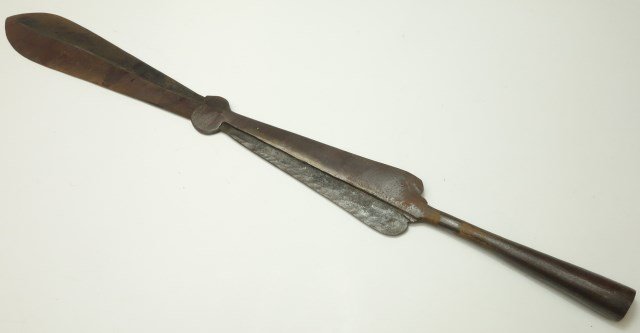 African Spear Head: Metal spear head 23 1/4"L X 2"W