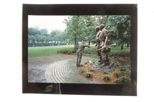 Salvatore Lopes Vietnam Memorial Photograph: Platinum print. Vietnam Memorial 1985. Sal Lopes. With letter. Signed, titled, and dated verso Photograph: 16"H X 20"W Note: Minor handling wear