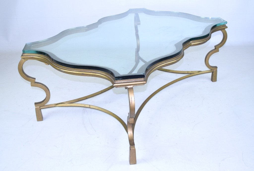20th Century Wrought Iron Glass Top Coffee Table (1 of 6)