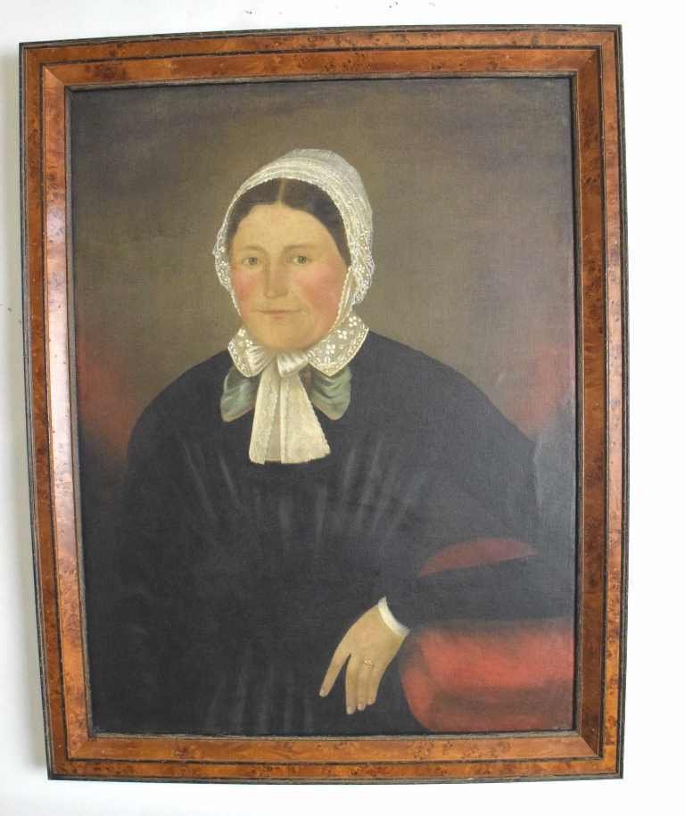 Folk Art type Portrait of a Woman Oil on Canvas (1 of 7)