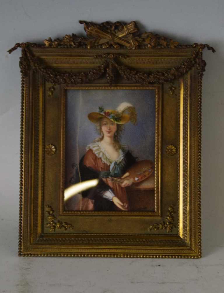 Miniature Portrait  Antique Brass Frame (1 of 3)