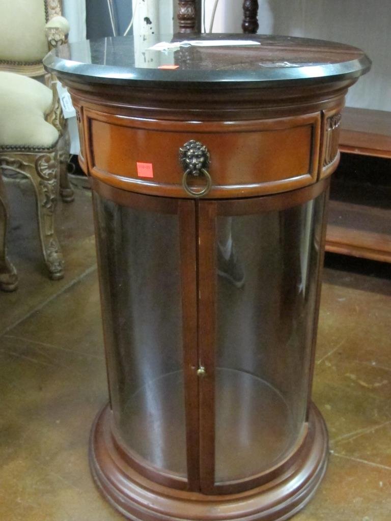 Marble Top Pedestal Display Cabinet (1 of 3)