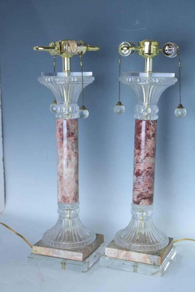 Pair Crystal and Marble Lamps (1 of 6)