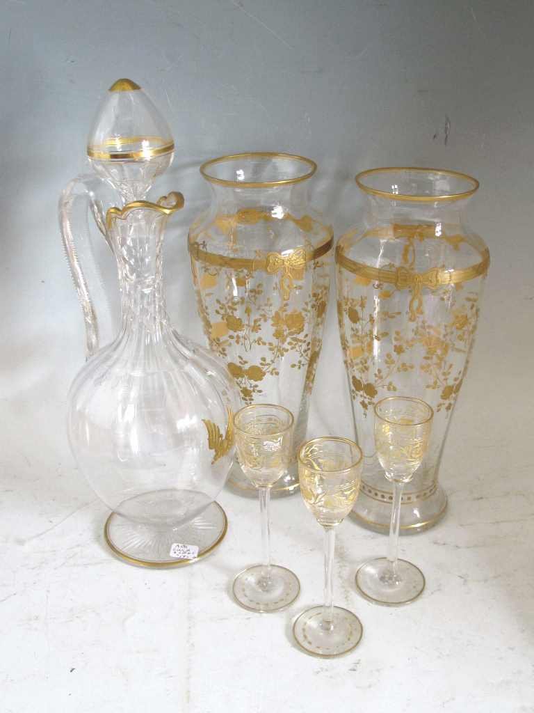 Group of Six Gilt painted Glass (1 of 4)