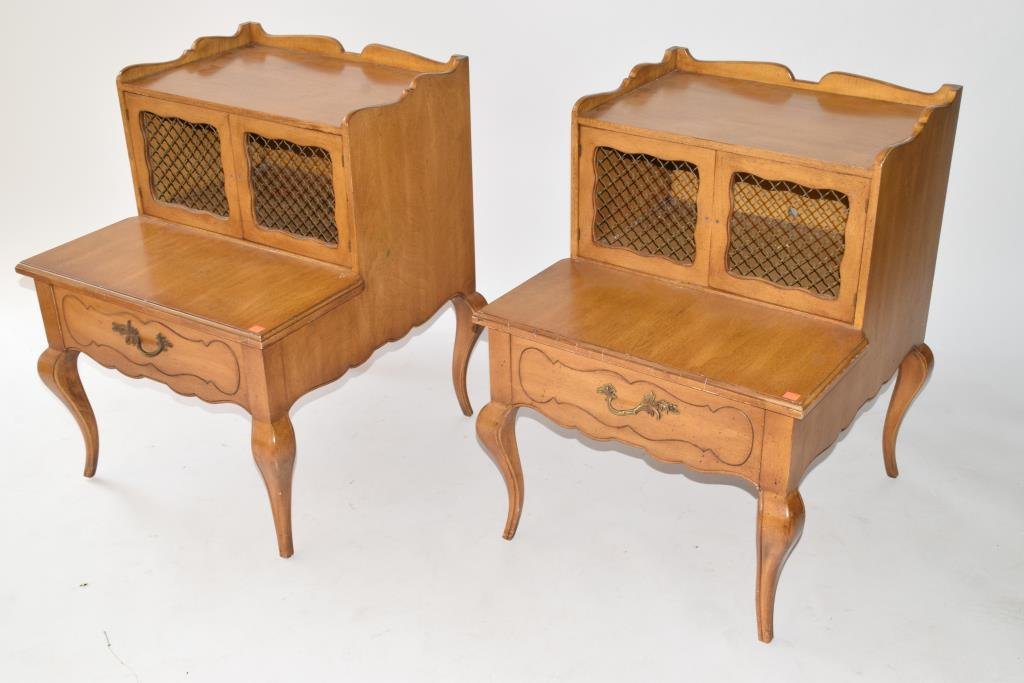 Pair French Provincial Walnut Form Side Tables (1 of 10)