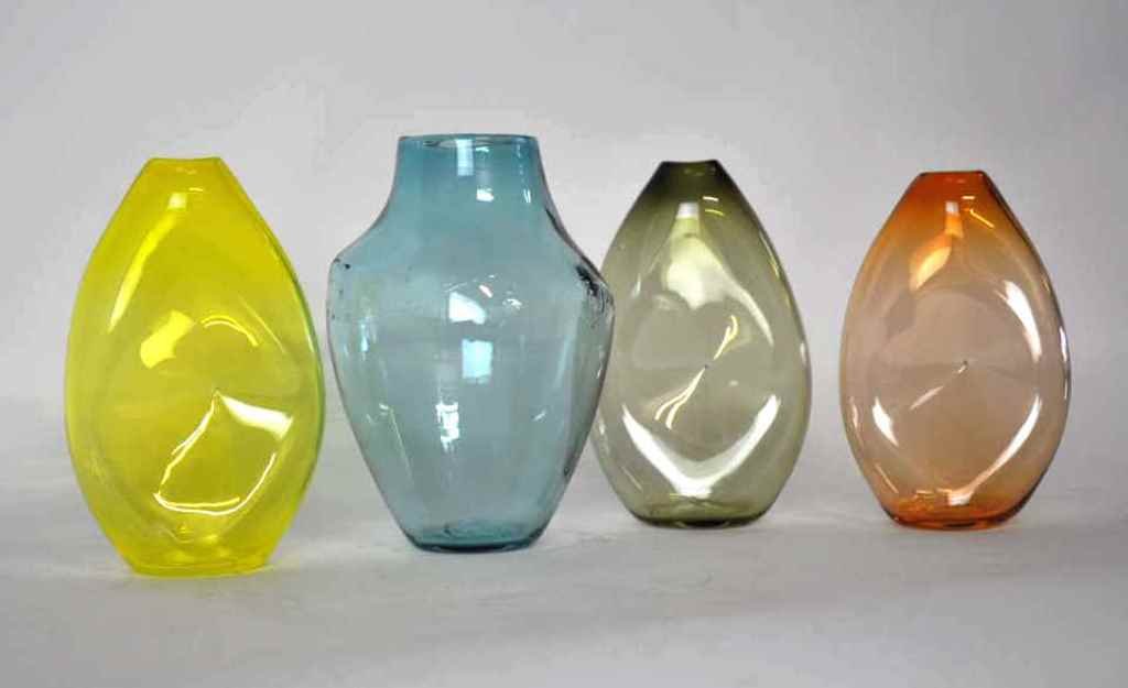 Four Colored Art Glass Vases (1 of 10)