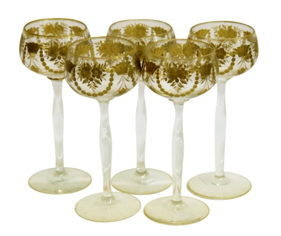 Set 5 Moser Gilt Stemware (1 of 6)