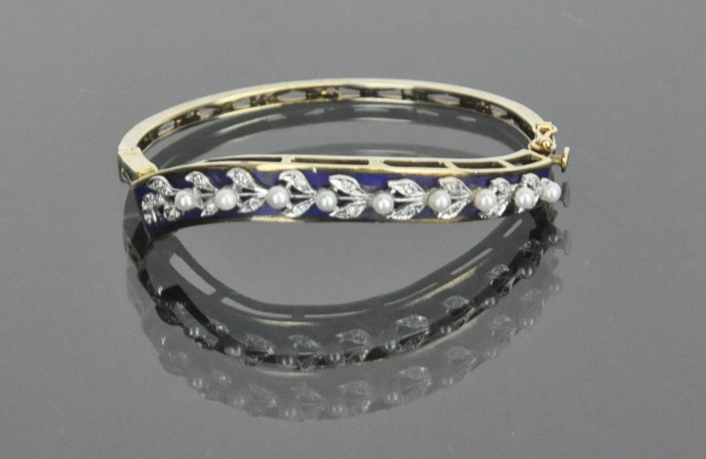 Diamond, Pearl & Enamel Bracelet (1 of 5)