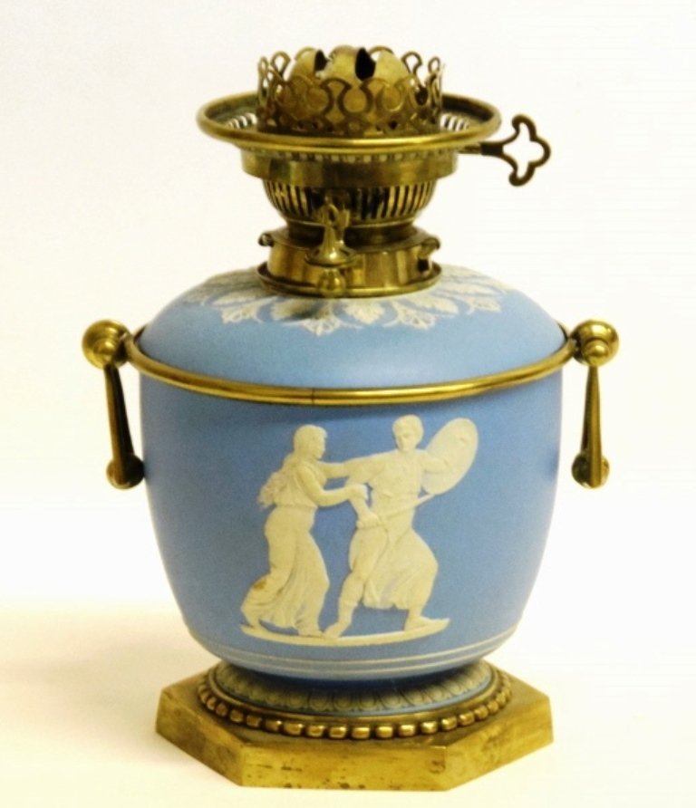 Early 19th C. Wedgwood Jasperware Gas Lamp (1 of 10)