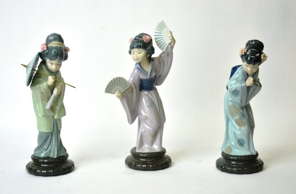3 Lladro Porcelain Figurines Geisha Girls (1 of 10)