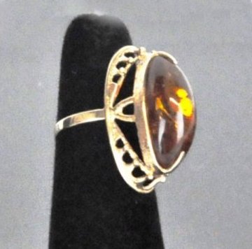 Amber & 14K ladies Ring (1 of 8)