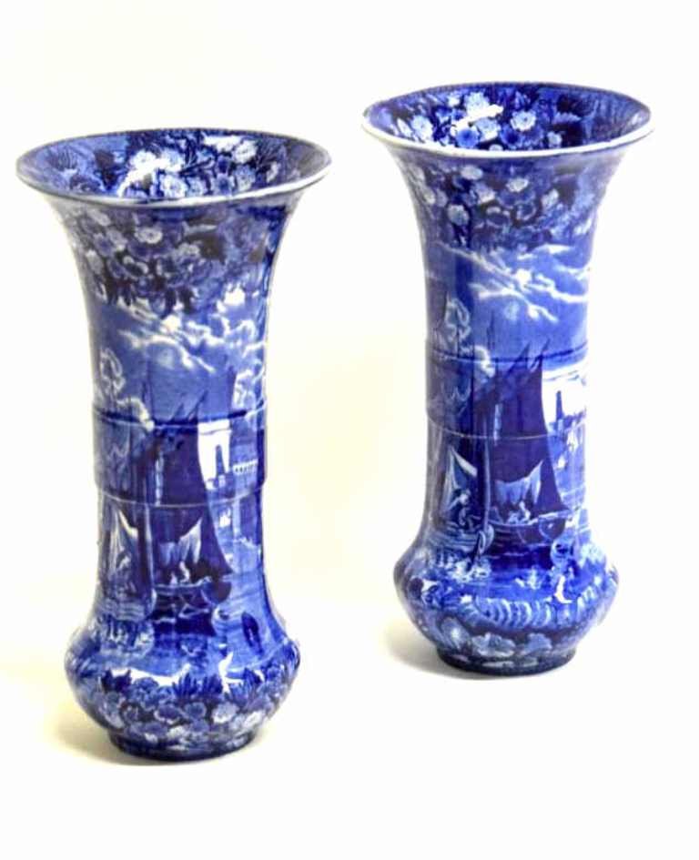 Pair Wedgwood Blue and White Porcelain Vases (1 of 7)