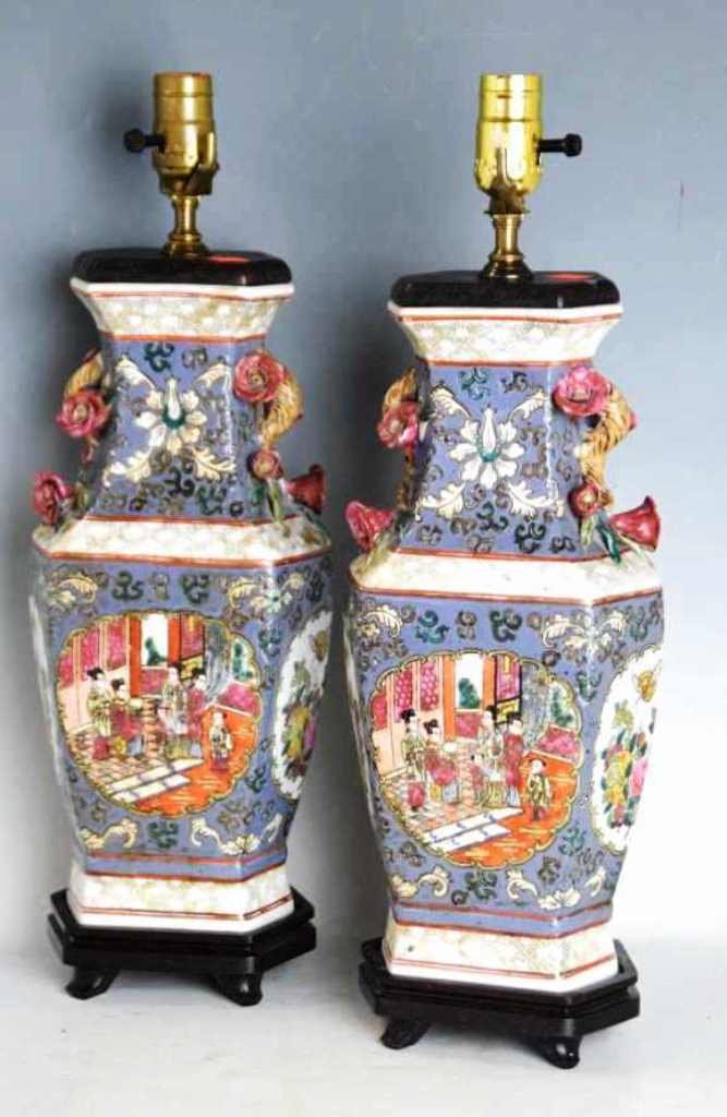 Pair Chinese Vases Mounted as Lamps (1 of 7)