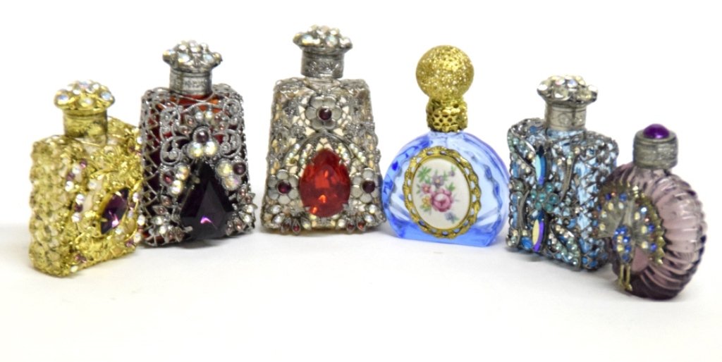 Group 6 Colored Glass Perfume Bottles (1 of 7)