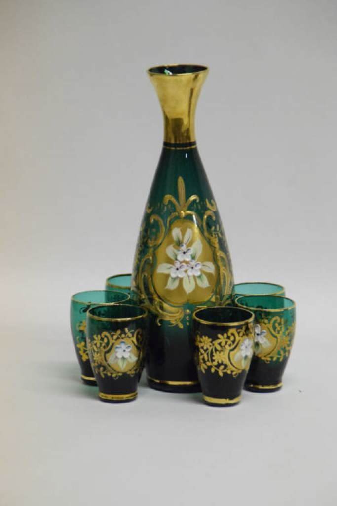 2 Sets Bohemian Glass Decanters & Cordial Glasses (1 of 3)