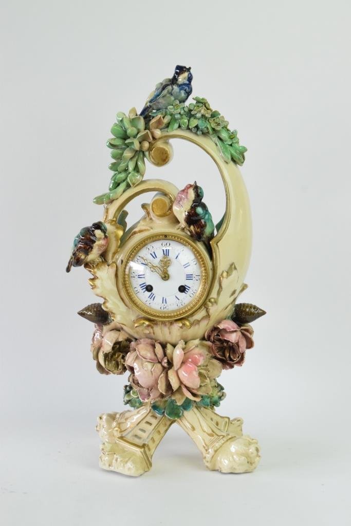 Painted and Parcel GIlt Majolica Clock (1 of 9)