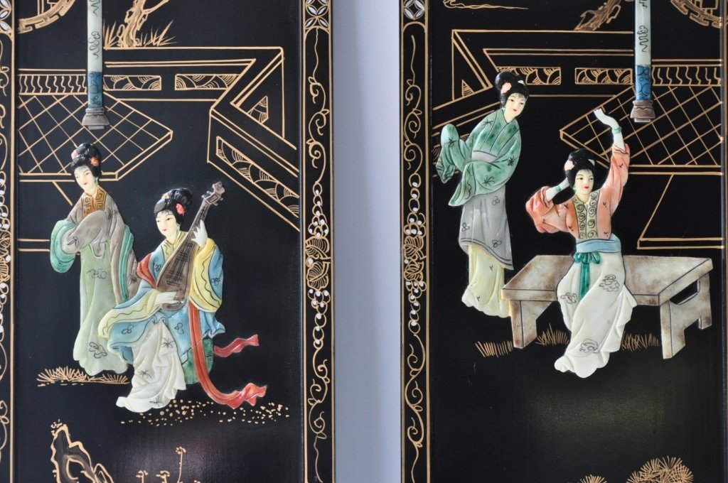 4 Chinese Black Lacquer Petite Screen Panels (1 of 7)
