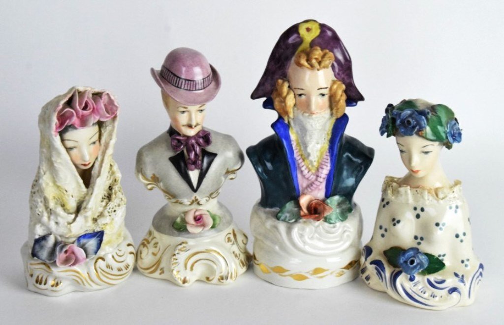 Four Cordey Porcelain Busts of Women, Men (1 of 10)