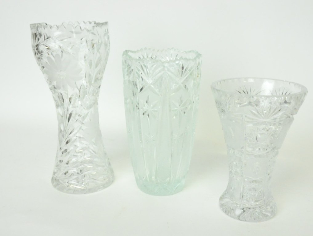3 Cut Crystal Vases (1 of 10)