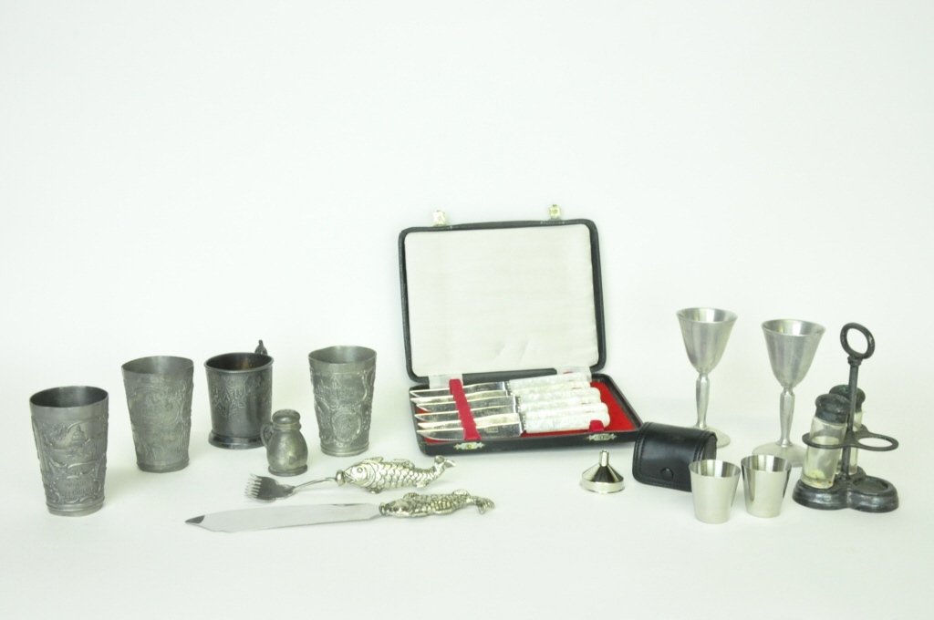 Group 20 Pewter, Steel Goblets Flatware (1 of 9)