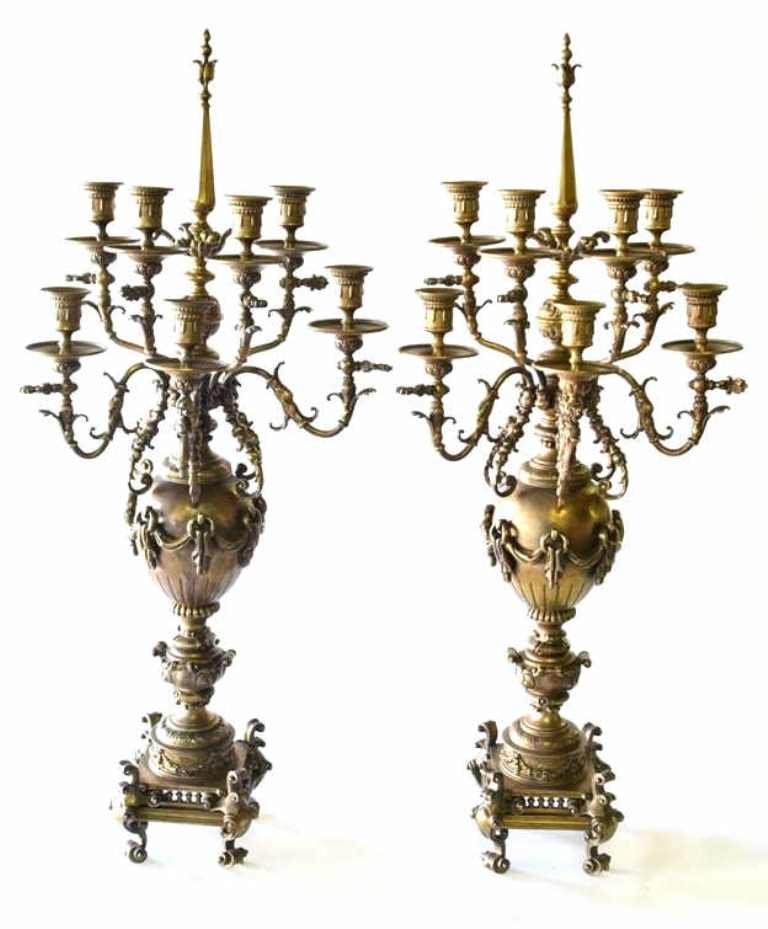 Pair Bronze Candelabra Tiffany & Co. (1 of 9)
